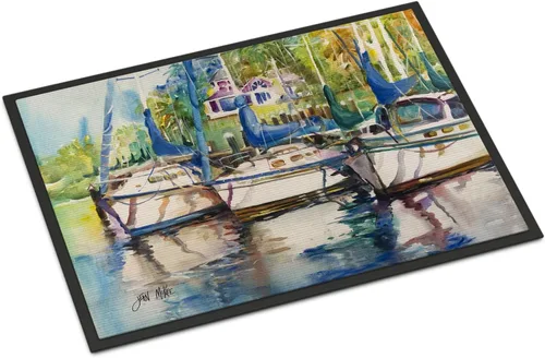 Vista 252 de Caroline's Treasures JMK1017JMAT - Tapete de caza de rana garza azul, 24 x 36 pulgadas, tapete para puerta delantera, interior y exterior