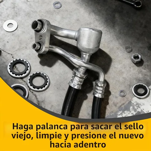 Vista 3 de Kit de 52 juntas de CA – R134a Kit de sellado de CA con juntas de compresor, arandelas de sellos de línea de A/C para reparación y mantenimiento