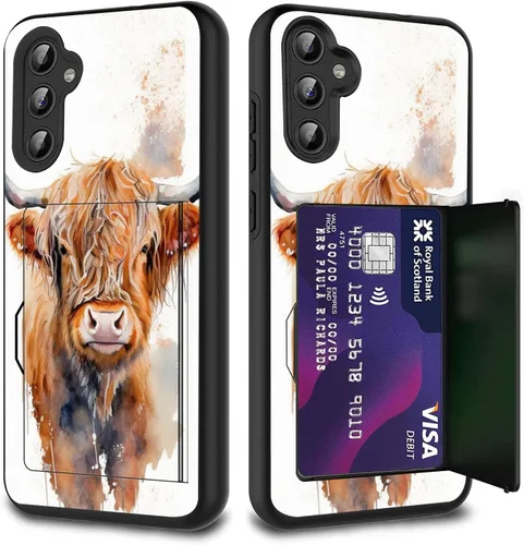Vista 13 de Funda híbrida de doble capa con función atril para Samsung Galaxy A16 5G de 6.9 pulgadas, diseño de vaca con bandera estadounidense