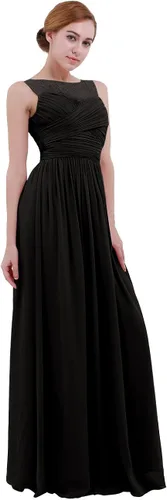 Vista 2 de iEFiEL Vestido largo de noche para dama de honor con encaje ilusión y pliegues cruzados
