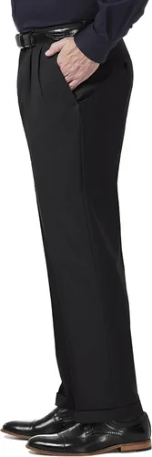 Vista 2 de Haggar - Pantalón caqui prémium para hombre, no requiere planchado, ajuste clásico, pliegues en la parte delantera, tallas regulares y Big and Tall
