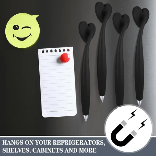 Vista 7 de Glenmal 3 bolígrafos magnéticos de tinta negra, divertido bolígrafo con forma de corazón para refrigerador y otras superficies magnéticas, regalos