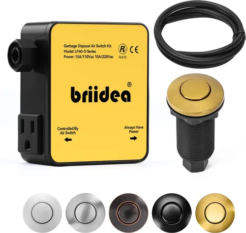 Vista 24 de Kit de interruptor de aire para eliminación de basura, desagüe de fregadero, eliminación de residuos largo, botón de aire de encendido/apagado