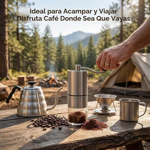 Vista 2 de Topadorn - Molinillo de café manual con manivela, molinillo de café portátil para viajes, campamento y hogar, ajustes de molienda ajustables