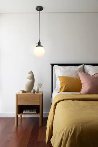 Vista 3 de Pathson Milk White Globe Pendant Light with Switch, Modern Pendant Lamp with Adjustable Wire Cord, Frosted Glass Ceiling Lighting Fixture Decor for