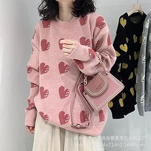 Vista 5 de Kawaii Clothes Love - Suéter largo para mujer, suéter de punto dulce para otoño