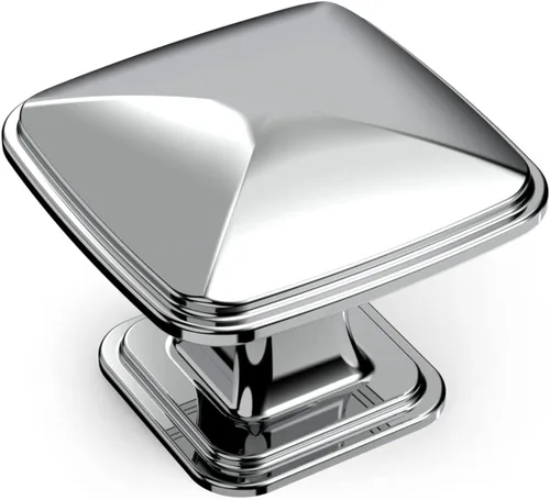 Vista 11 de Amerdeco Paquete de 10 pomos brillantes de níquel satinado cepillado de 1-1/4 pulgadas para cajones de armario de cocina, pomos de gabinete