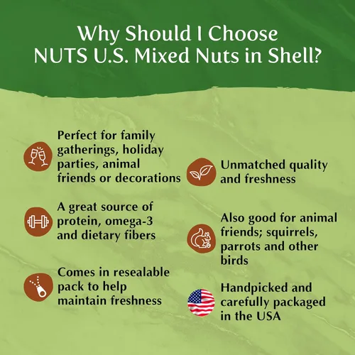 Vista 6 de NUTS U.S. – Nueces Mixtas en Cáscara (Almendras, Nueces, Avellanas, Pacanas) Sin Colorantes Añadidos y Sin Sabores Artificiales Sabor Fresco