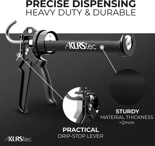 Vista 5 de KLRStec Pistola de calafateo profesional [relación de empuje 25:1] Pistola de calafateo resistente para todos los cartuchos estándar de 10 onzas