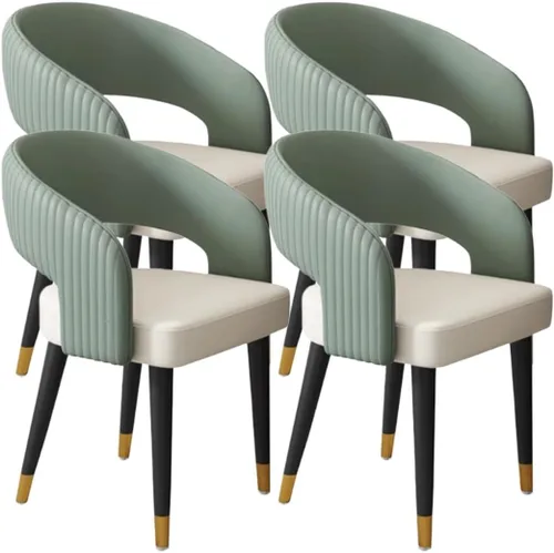 Vista 20 de YVYKFZD Mid Century Dining Chairs, Leather Kitchen Chairs Set, Dining Room Chair with Curved Backrest and Metal Legs, Upholstered Armchair Comfy