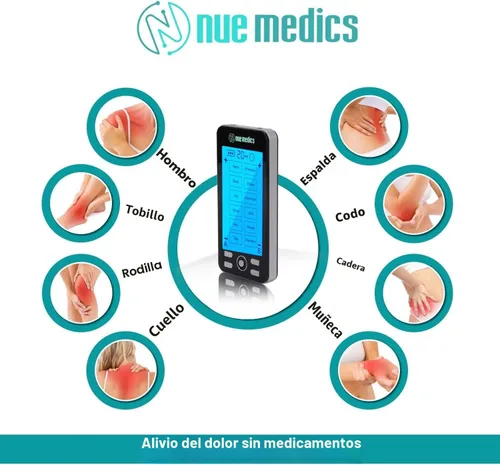 Vista 3 de Máquina de unidad TENS masajeadora de pulso para alivio del dolor, 24 modos de masaje, dispositivo estimulador muscular recargable con 10