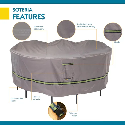 Vista 12 de DUCKCOVERS Soteria - Mesa redonda impermeable de 76 pulgadas con funda para sillas, mesa al aire libre y funda para silla