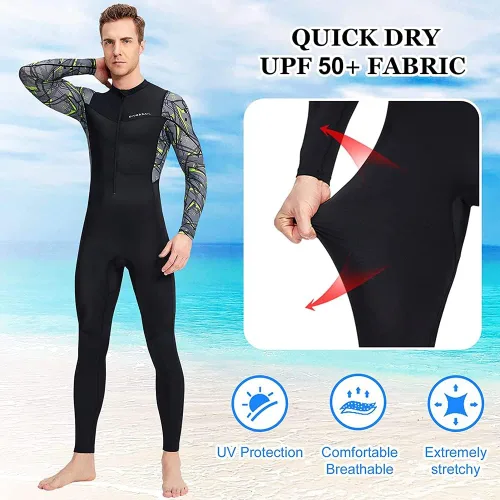 Vista 4 de Skins de buceo para mujeres y hombres, traje de baño de cuerpo completo, rashguard, piel de buceo, traje de neopreno delgado, de una pieza, manga