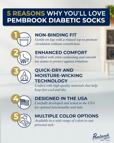 Vista 2 de Pembrook Calcetines de tobillo para diabéticos para mujeres y hombres - 6 pares Calcetines de corte bajo para neuropatía para mujeres Costuras