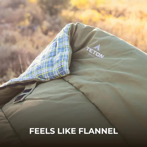 Vista 4 de Teton Evergreen Sleeping Bag for Adults – Warm & Cozy All-Season Camping Sleeping Bag with Spacious Fit for Cold Weather or Mild Nights Night/Rojo