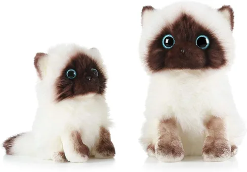 Vista 5 de Muñeco de peluche de gato siamés con emulación de peluche, juguete de peluche de gato siamés, el mejor regalo de cumpleaños, Navidad, gran regalo