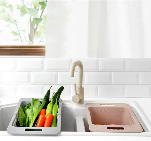 Vista 6 de BeyondNice Colador sobre el fregadero - Lavar verduras y frutas, escurrir la pasta cocida y platos secos, espesa coladores y coladores extensibles