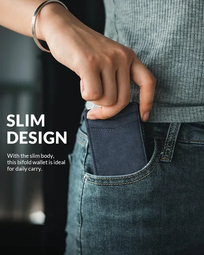 Vista 19 de VULKIT Billeteras delgadas para hombre, con bloqueo RFID, diseño minimalista con capacidad para hasta 11 tarjetas, Negro -, Minimalista