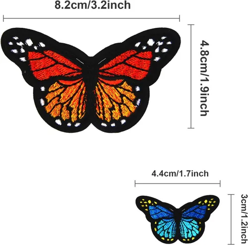 Vista 2 de 20 parches de mariposa para planchar, parche de reparación bordado de 2 tamaños