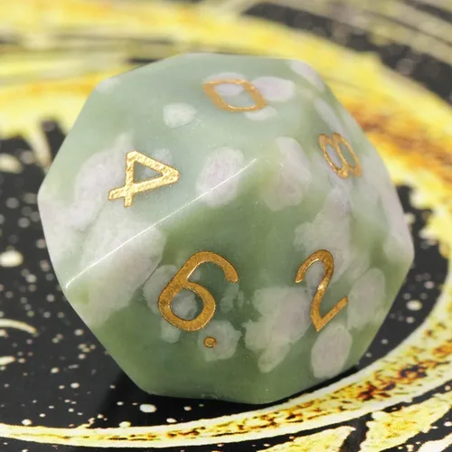 Vista 5 de Dados poliédricos DND de piedras preciosas de jade auspicioso natural, dados de juego de rol para juegos de mesa TRPG juegos de mazmorras y dragones