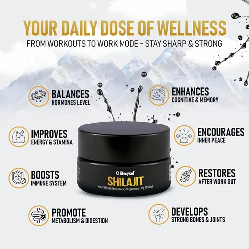Vista 5 de Lifecykel - Resina Shilajit pura – 0.55 onzas Suplemento Shilajit de cosecha silvestre, rico en minerales para mayor fuerza, probado por terceros