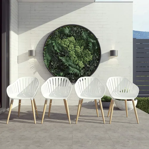 Vista 5 de Brampton Patio Athens - Juego de mesa de comedor rectangular de 11 piezas, ideal para patio e interior, acabado de teca claro