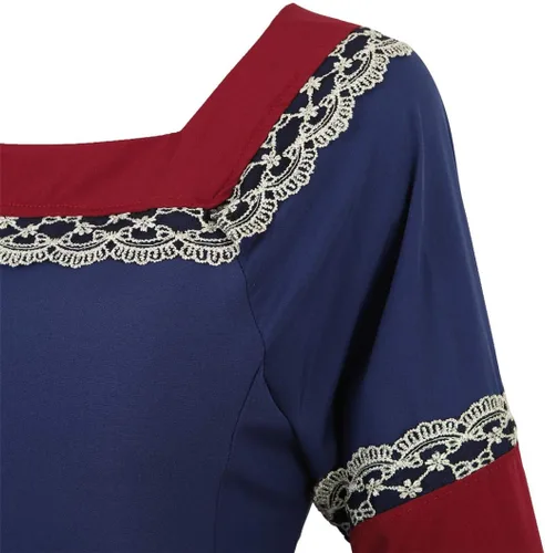 Vista 5 de Parlsdy Vestido renacentista para mujer, disfraz medieval de pirata, campesina