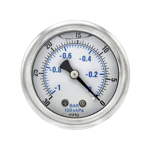 Vista 16 de PIC Gauges 202L-204M Medidor de presión relleno de glicerina con carcasa SS/bisel, internos de latón, lente de PC, dial de 2 pulgadas, rango