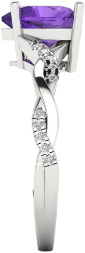Vista 3 de Clara Pucci Anillo de compromiso nupcial de 2.19 quilates con halo solitario cruzado de amatista natural, diseño de aniversario, novia, oro blanco
