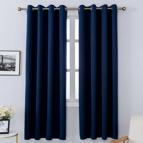 Vista 12 de MANGATA CASA Cortinas opacas negras con ojales, 2 paneles para dormitorio, panel de cortina de ventana para sala de estar, cortinas térmicas de Negro