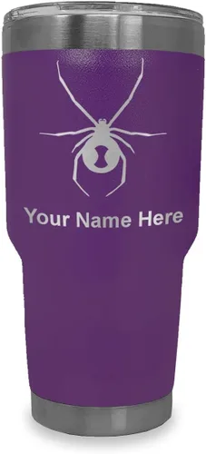 Vista 29 de LaserGram Vaso aislado al vacío de 20 onzas, araña viuda negra, grabado personalizado incluido (negro)