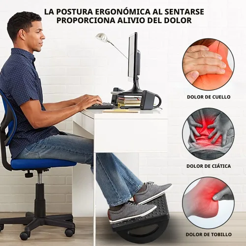 Vista 5 de CasaZenith Reposapiés para debajo del escritorio en el trabajo - Taburetes ergonómicos para debajo del escritorio de oficina - Reposapiés oscilante