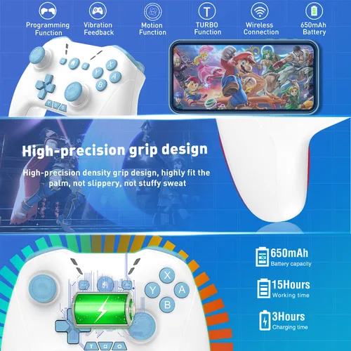 Vista 2 de Controlador Bluetooth compatible con Windows 7 8 10PCiOSAndroidSwitchSteamOLED consola de juegos control remoto inalámbrico Pro Dual Shock