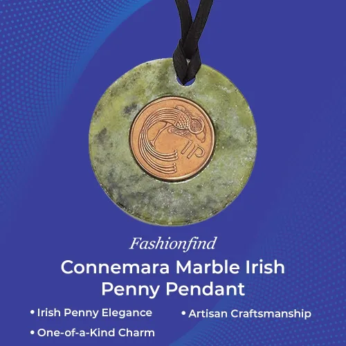 Vista 2 de Connemara - Collar de mármol irlandés Penny con colgante para mujer, cordón de 18 pulgadas, Piedra
