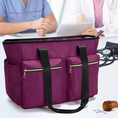 Vista 7 de Damero Bolsa de enfermera con funda para laptop para el trabajo y el cuidado del hogar, estudiantes de medicina