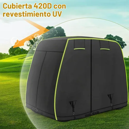 Vista 6 de Funda para carrito de golf de 2/4 pasajeros para EZGO, Club Car, Yamaha con tiras reflectantes, protección para todo tipo de clima, impermeable, a