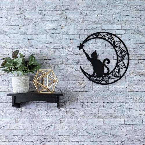 Vista 4 de EYONGLION Decoración de pared de gato de metal, arte de pared de gato negro, regalos para amantes de los gatos para mujeres, decoración de pared