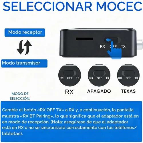 Vista 4 de Receptor transmisor Bluetooth para TV, con RCA 0.1 in AUX y adaptador de audio de pantalla para estéreo doméstico, transmisor Bluetooth