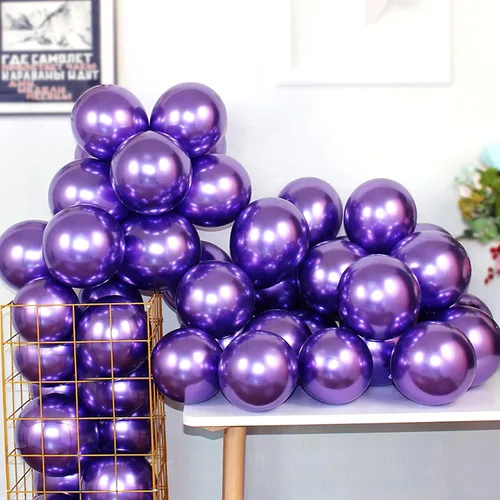 Vista 10 de 100 globos metálicos cromados negros de látex de 12 pulgadas, globos gruesos brillantes para decoración de fiestas