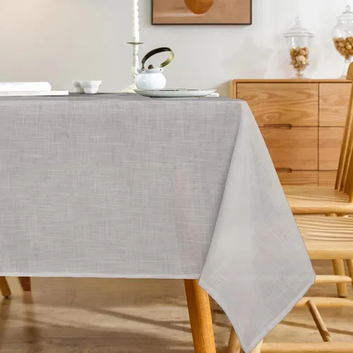 Vista 13 de Mantel rectangular de lino natural, mantel ligero con textura de otoño de 52 x 70 pulgadas, resistente al agua, resistente a las manchas, mantel