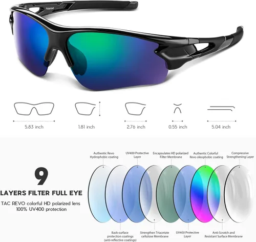 Vista 3 de BEACOOL Polarized Sports Sunglasses for Men Women Youth Baseball Fishing Cycling Running Golf Motorcycle Tac Glasses UV400