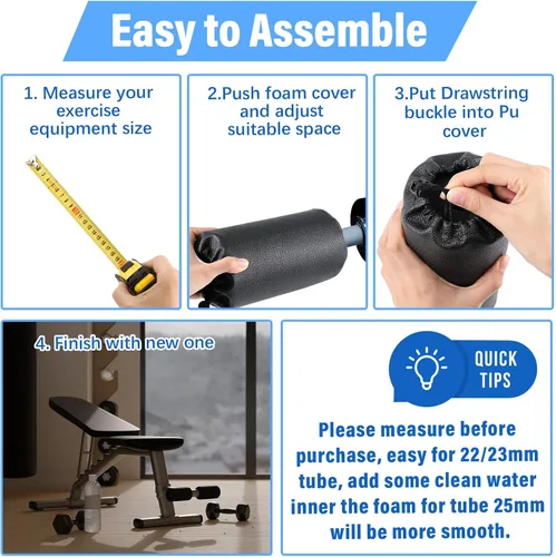 Vista 4 de Hollowfly 4 almohadillas de espuma para pies de repuesto para banco de pesas, mesa de inversión y equipos de ejercicio de gimnasio