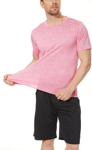 Vista 4 de MAGCOMSEN Paquete de 3 camisetas de manga corta para hombre, cuello redondo, secado rápido, atléticas, para correr, gimnasio, Wokout, fitness
