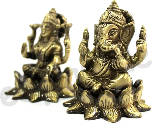 Vista 7 de eSplanade Set de ídolo Laxmi Ganesh de latón de 3" en loto
