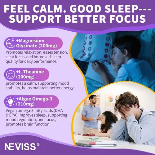 Vista 5 de NEVISS Gomitas multivitamínicas metiladas para adolescentes de 12 a 17 años con glicinato de magnesio, omega-3, L-teanina para adolescentes, niños