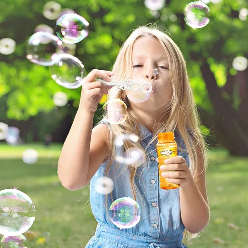Vista 6 de SpringFlower 6 botellas de burbujas con varita, recuerdos de fiesta de burbujas para niños, juguetes de verano, juguete novedoso de solución