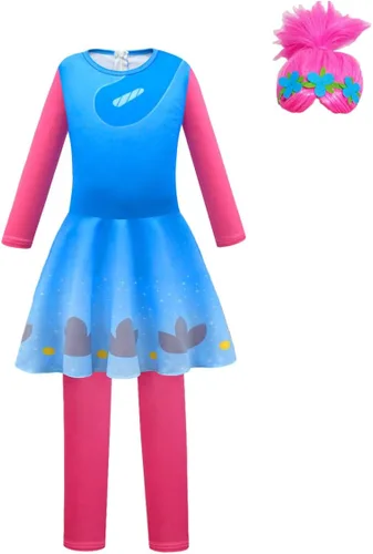 Vista 2 de Mono rosa para niñas con peluca traje de Halloween