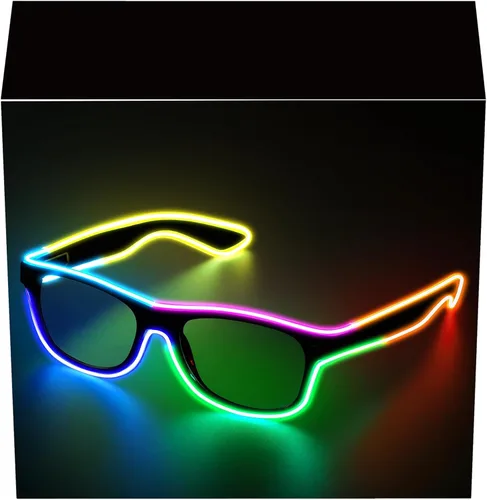 Vista 15 de YouRfocus Gafas inalámbricas con luz LED que brillan en la oscuridad para fiestas rave, EDM (azul)