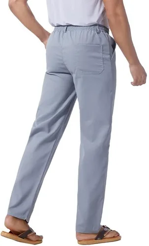 Vista 12 de Pantalones casuales de lino de algodón para hombre, pantalones sueltos de playa, pantalones largos de yoga ligeros