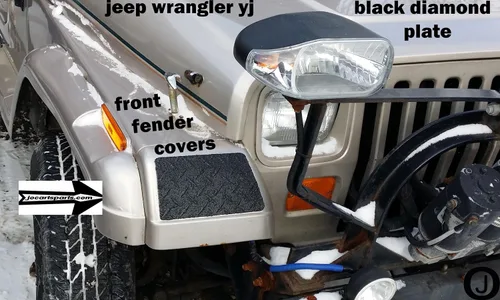 Vista 4 de Se adapta a las cubiertas de guardabarros delanteros con placa de diamante negro JEEEP YJ